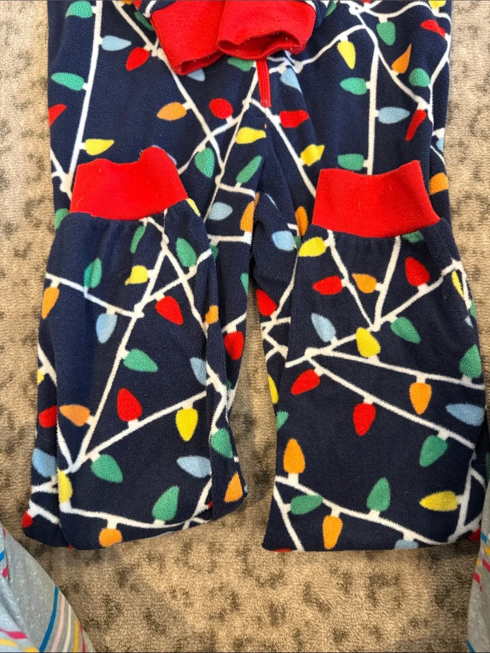 Gymboree Navy Hooded Pajama Set with Multicolor Light Bulb Print